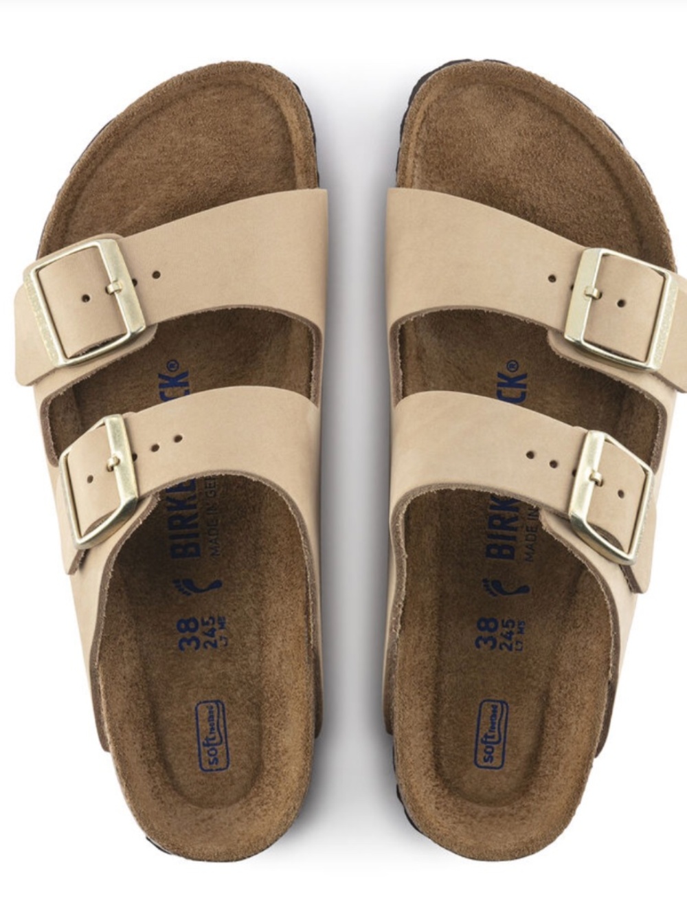 NEW WITH BOX BIRKENSTOCK ARIZONA SOFT FOOTBED - NUBUCK LEATHER REGULAR WIDE 37